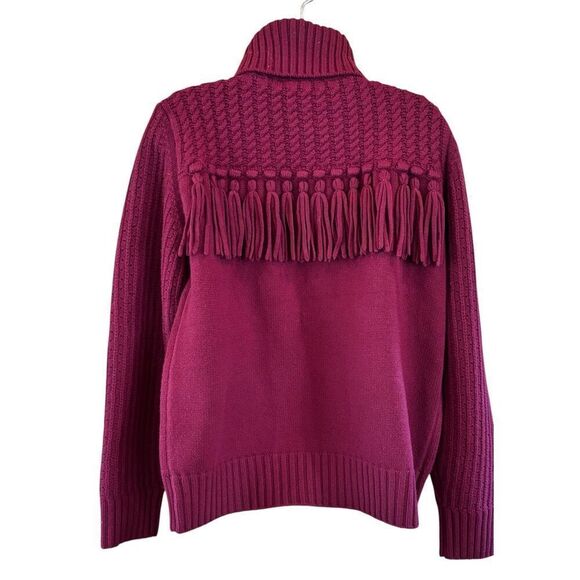 JASON WU Fringe Wool Turtleneck Sweater in Wine NWT Size Small - Picture 7 of 10